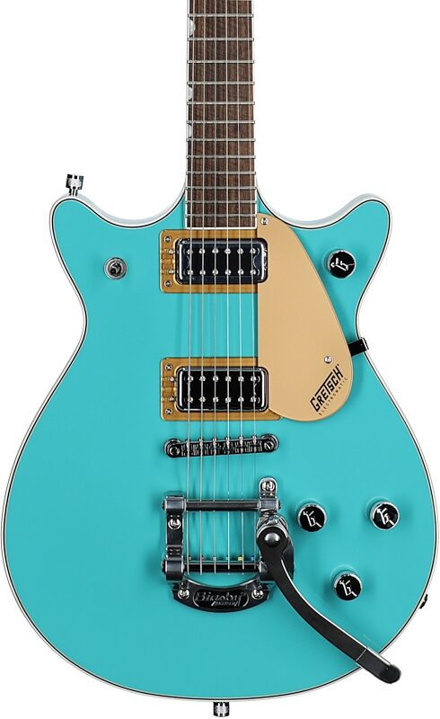 Gretsch G5232T Electromatic Double Jet Electric Guitar, Laurel Fingerboard, Caicos Green, Body Straight Front