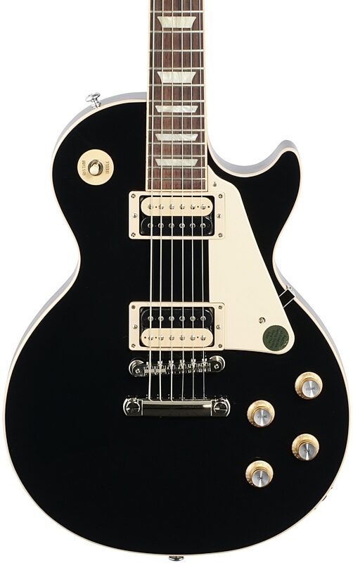 Gibson Les Paul Classic Electric Guitar (with Case), Ebony, 18-Pay-Eligible, Body Straight Front