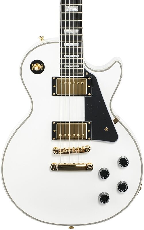 Epiphone Les Paul Custom Electric Guitar, Alpine White, with Gold Hardware, Body Straight Front