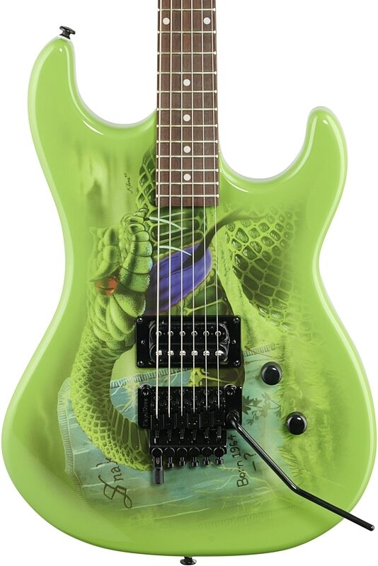 Kramer Snake Sabo Baretta Electric Guitar (with Gig Bag), Snake Green, Custom Graphics, Body Straight Front