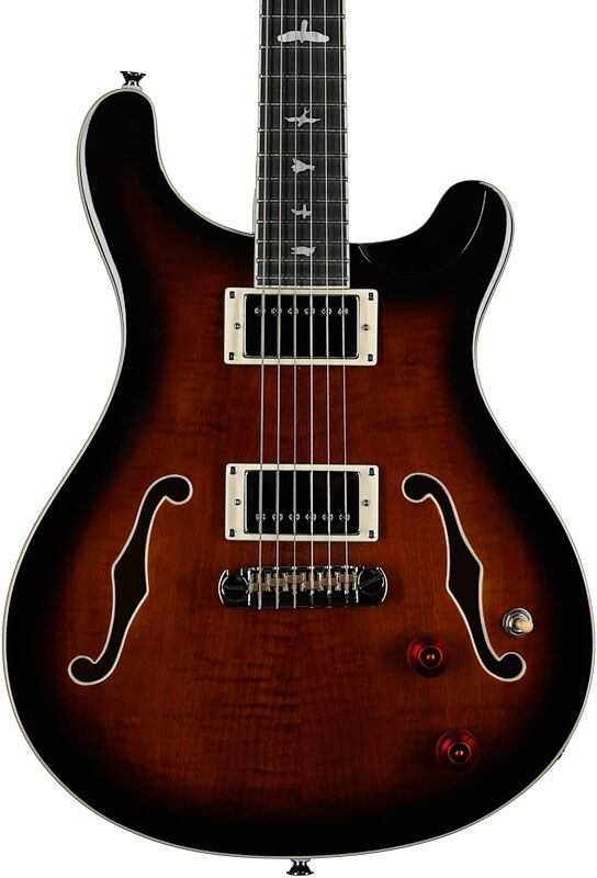 PRS Paul Reed Smith SE Hollowbody II Electric Guitar (with Case), Black Gold Sunburst, Body Straight Front