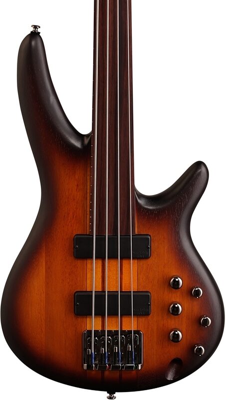 Ibanez SRF700 Portamento Fretless Electric Bass, Brown Burst Flat, Body Straight Front