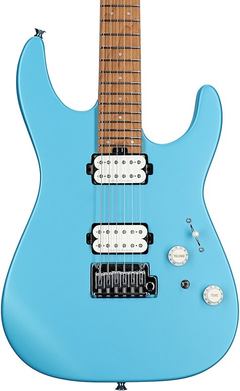 Charvel Pro-Mod DK24 HH 2PT CM Electric Guitar, with Maple Fingerboard, Matte Blue Frost, Body Straight Front