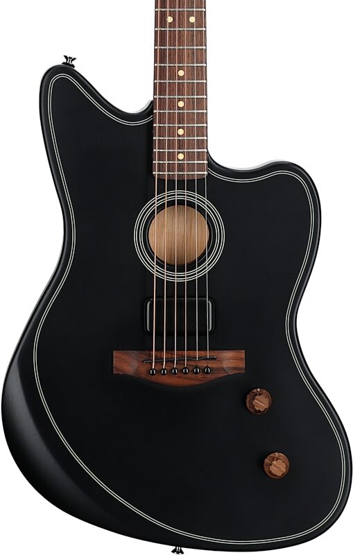 Fender Acoustasonic Standard Jazzmaster Acoustic-Electric Guitar, Black, Body Straight Front