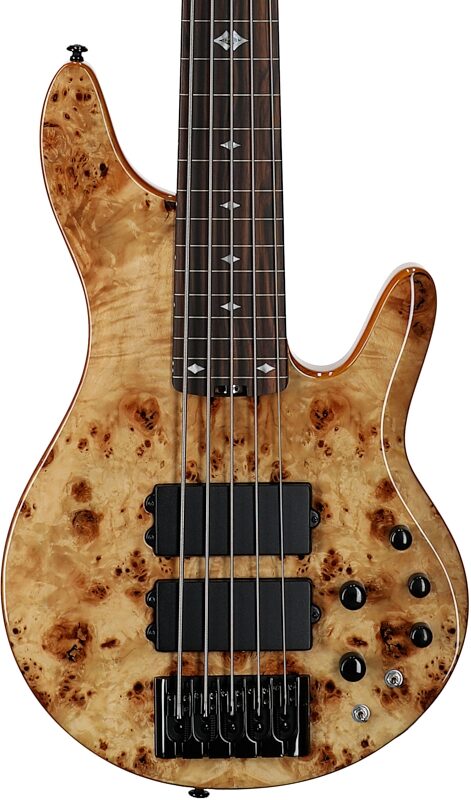 Michael Kelly Pinnacle 5 Fretless Electric Bass, 5-String, Natural Burl, Body Straight Front