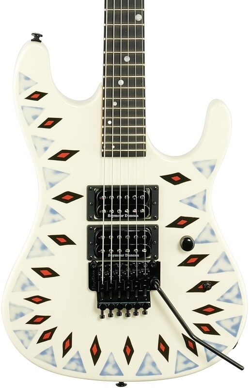 Kramer Nightswan Electric Guitar, Vintage White Aztec Marble, Custom Graphics, Body Straight Front