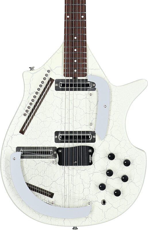 Danelectro Electric Sitar, White Crackle, Body Straight Front