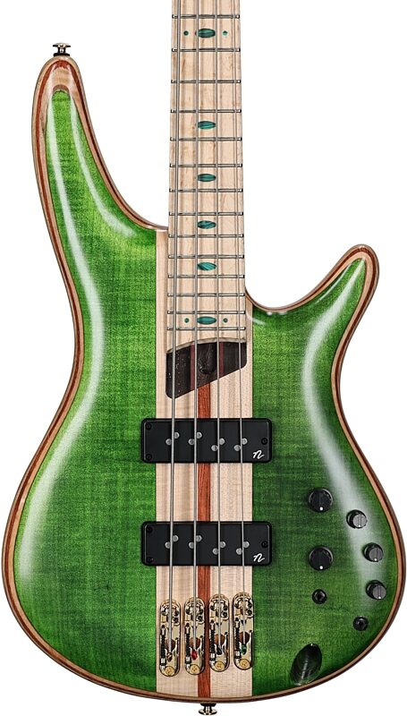Ibanez SR4FMDX Premium Electric Bass (with Gig Bag), Emerald Green, Body Straight Front