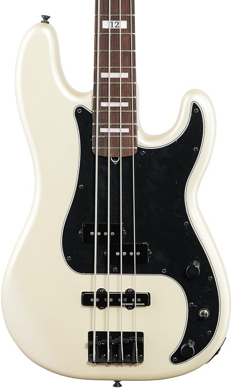 Fender Duff McKagan Deluxe Precision Electric Bass, Rosewood Fingerboard (with Gig Bag), White Pearl, Body Straight Front