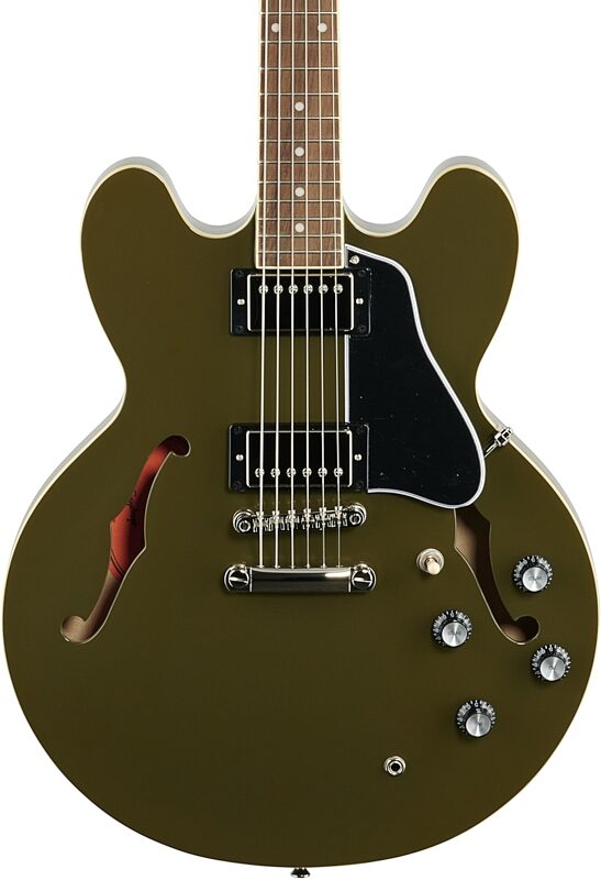 Epiphone Exclusive ES-335 Electric Guitar, Olive Drab Green, Blemished, Body Straight Front