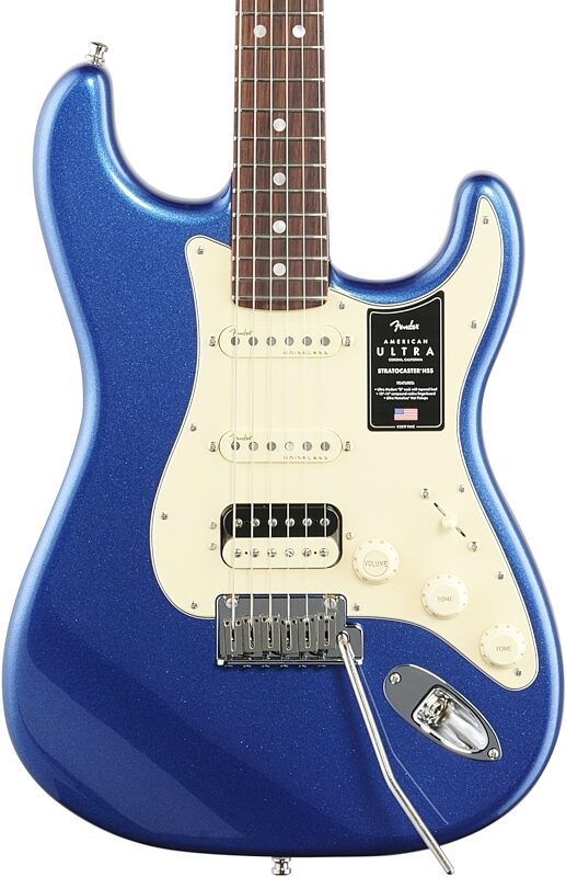 Fender American Ultra Strat HSS Electric Guitar, Rosewood Fingerboard (with Case), Cobra Blue, Body Straight Front