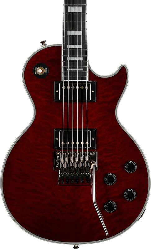 Epiphone Alex Lifeson Les Paul Custom Axcess Electric Guitar (with Case), Quilt Ruby, Body Straight Front