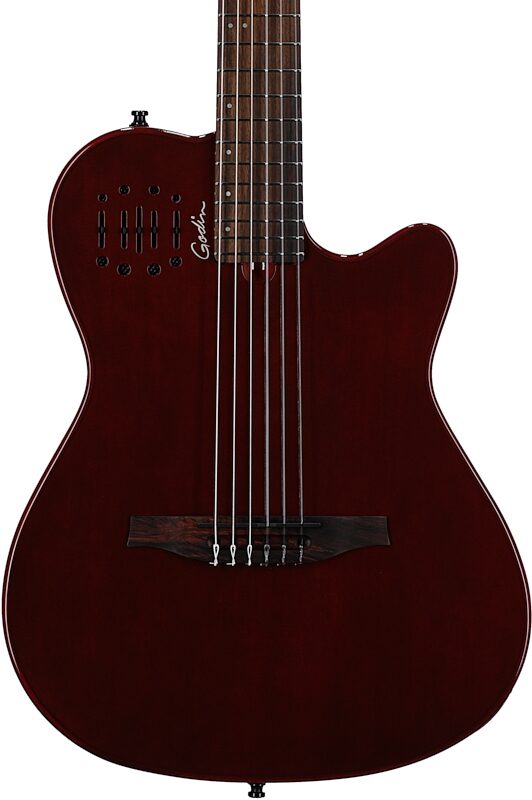 Godin Multiac Mundial Classical Acoustic-Electric Guitar (with Gig Bag), Aztek Red, Body Straight Front