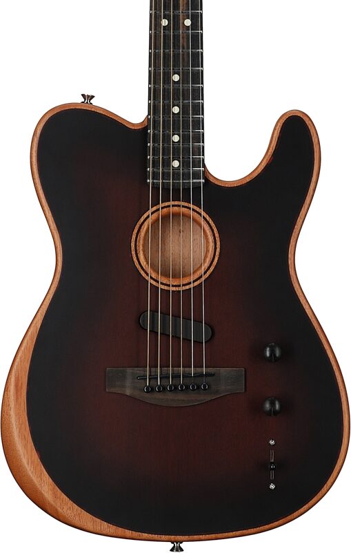 Fender American Acoustasonic Telecaster Acoustic-Electric Guitar (with Gig Bag), Bourbon Burst, Body Straight Front