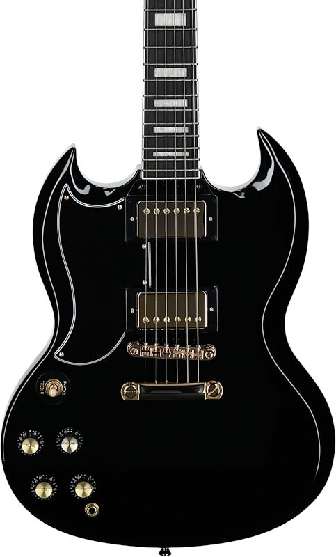 Epiphone Inspired by Gibson SG Custom Electric Guitar, Left-Handed (with Gig Bag), Ebony, Body Straight Front