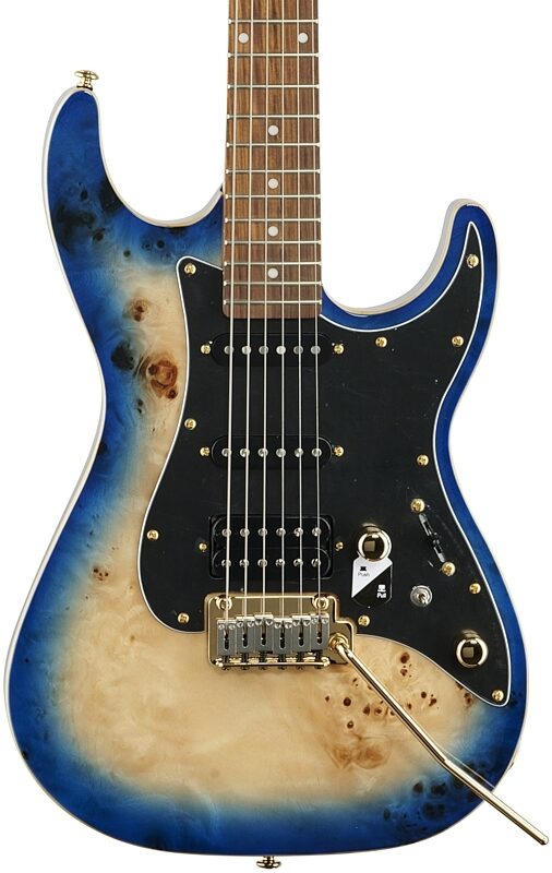 Michael Kelly Custom Collection '60s Burl Ultra Electric Guitar, Pau Ferro Fingerboard, Blue Burl, Blemished, Body Straight Front