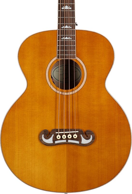 Epiphone El Capitan J-200 Studio Acoustic Electric Bass Guitar, Aged Natural, Body Straight Front
