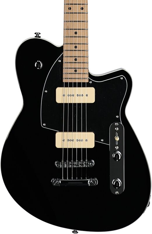 Reverend Charger 290 Electric Guitar, Midnight Black, Roasted Maple Fretboard, Body Straight Front