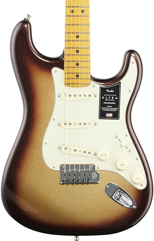 Fender American Ultra Stratocaster Electric Guitar, Maple Fingerboard (with Case), Mocha Burst, Body Straight Front
