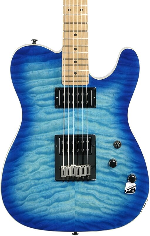 Schecter PT Pro Electric Guitar, Transparent Blue Burst, Body Straight Front