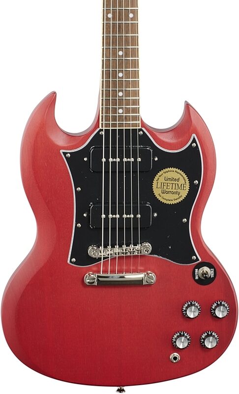 Epiphone SG Classic Worn P90 Electric Guitar, Worn Cherry, Body Straight Front
