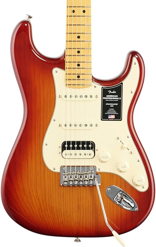 Fender American Pro II HSS Stratocaster Electric Guitar, Maple Fingerboard (with Case), Sienna Sunburst, Open Box (Very Good), Body Straight Front
