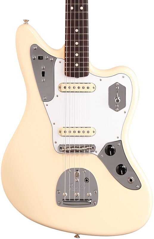 Fender Johnny Marr Jaguar Electric Guitar (with Case), Olympic White, Body Straight Front