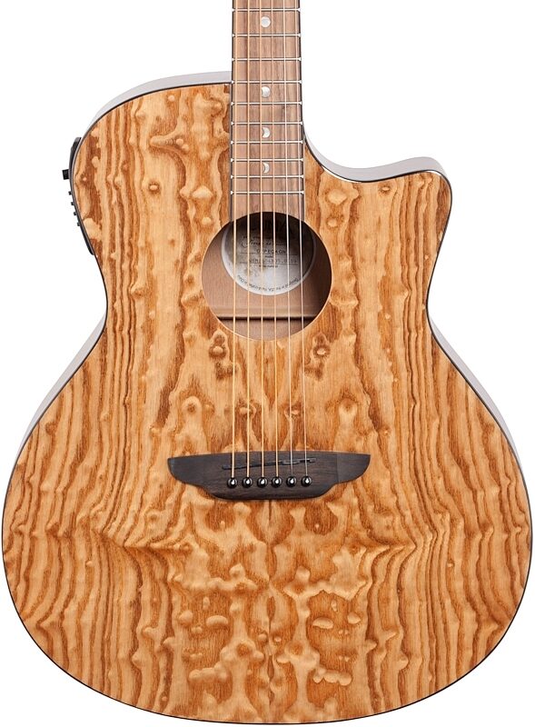 Luna Gypsy Quilt Top Acoustic-Electric Guitar, Gloss Natural, Body Straight Front