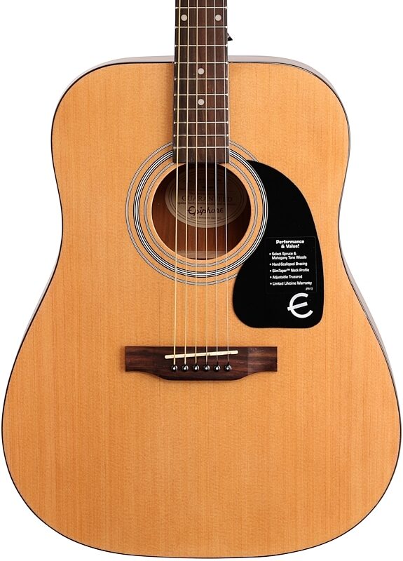 Epiphone DR-100 Acoustic Guitar, Natural, Body Straight Front
