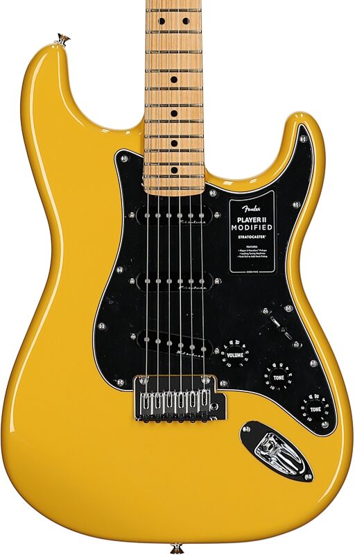 Fender Player II Modified Stratocaster Electric Guitar, Maple Fingerboard (with Gig Bag), Sun Yellow, Body Straight Front