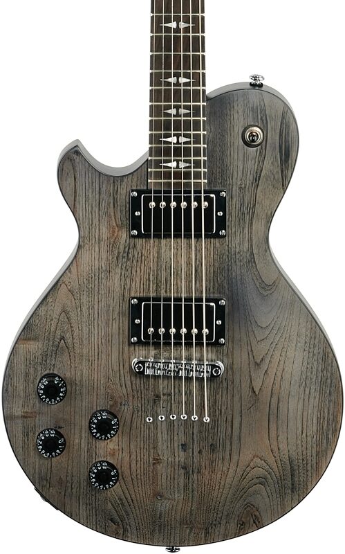 Michael Kelly Patriot Decree Open Pore Electric Guitar, Faded Black, Left Handed, Body Straight Front