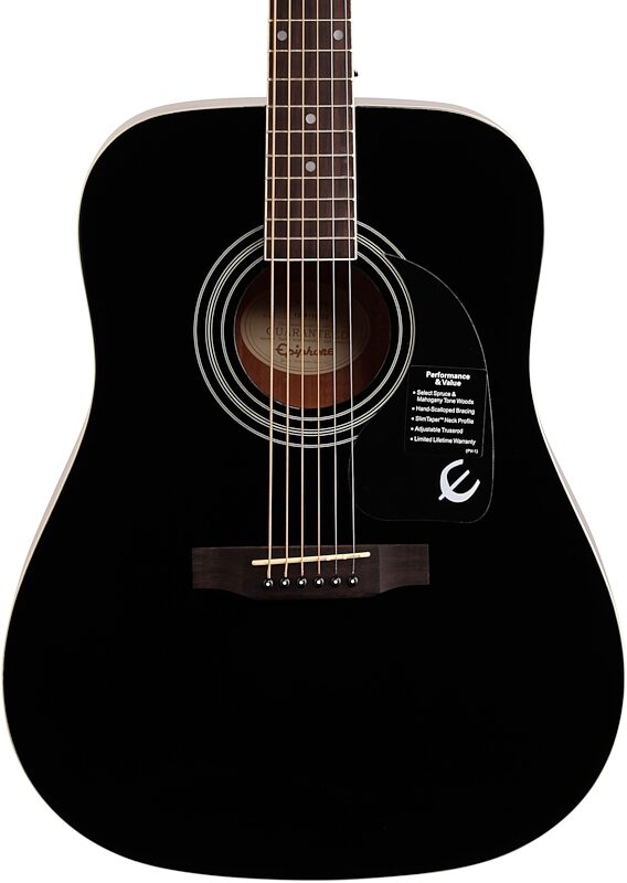Epiphone DR-100 Acoustic Guitar, Ebony, Body Straight Front