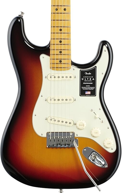 Fender American Ultra Stratocaster Electric Guitar, Maple Fingerboard (with Case), Ultraburst, Body Straight Front