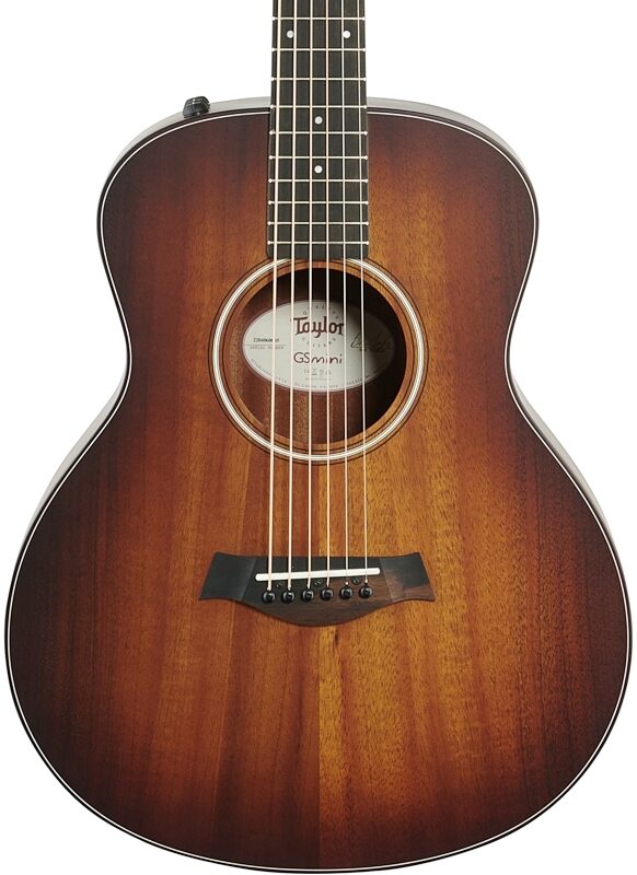 Taylor GS Mini-e Koa Plus Acoustic-Electric Guitar (with Gig Bag), Shaded Edge Burst, Body Straight Front