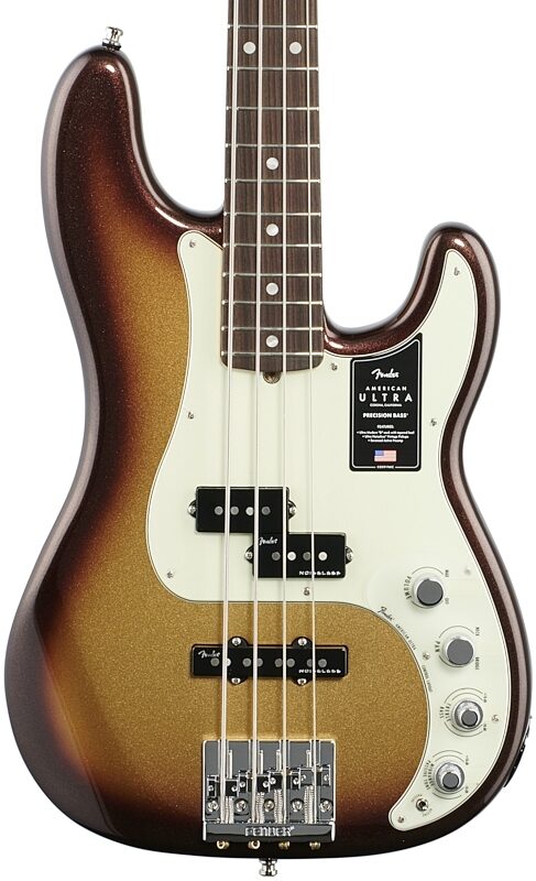 Fender American Ultra Precision Electric Bass, Rosewood Fingerboard (with Case), Mocha Burst, Body Straight Front