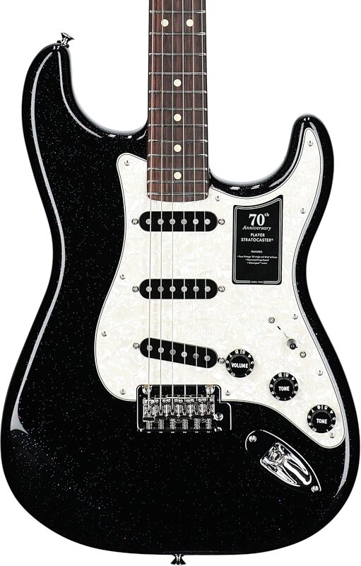 Fender 70th Anniversary Player Stratocaster Electric Guitar, Rosewood Fingerboard (with Case), Nebula Noir, Body Straight Front