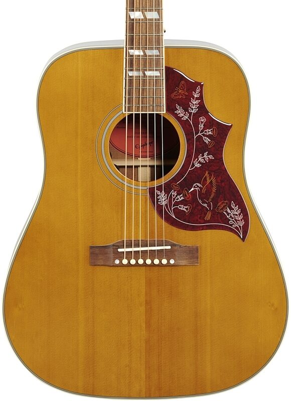Epiphone Hummingbird Acoustic-Electric Guitar, Aged Natural Antique, Blemished, Body Straight Front