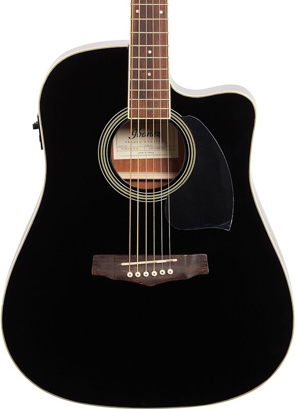 Ibanez PF15ECE Dreadnought Acoustic-Electric Guitar, Black, Body Straight Front
