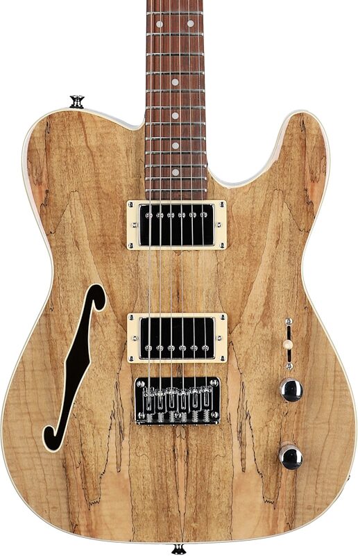 Michael Kelly 58 Thinline Electric Guitar, Natural, Spalted Maple Top, Body Straight Front