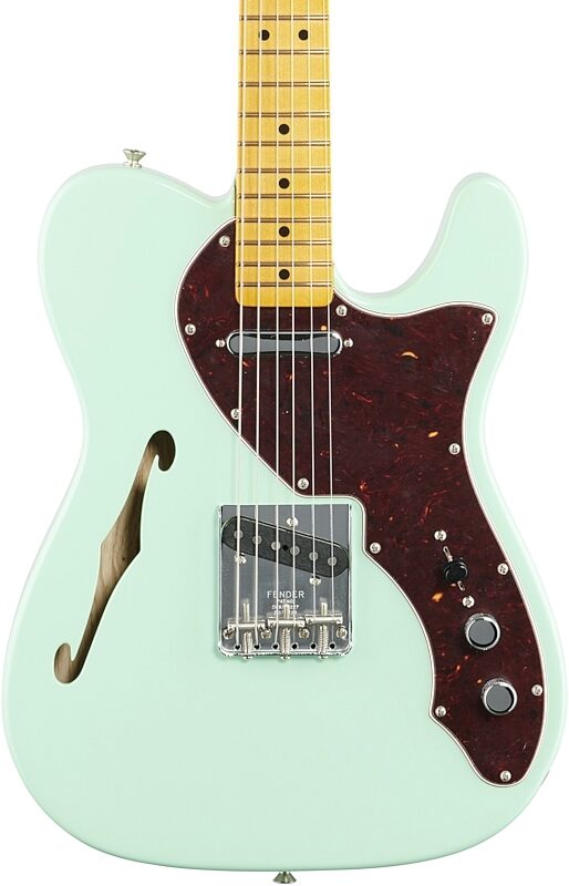 Fender American Original '60s Telecaster Thinline Electric Guitar, Maple Fingerboard (with Case), Surf Green, Body Straight Front