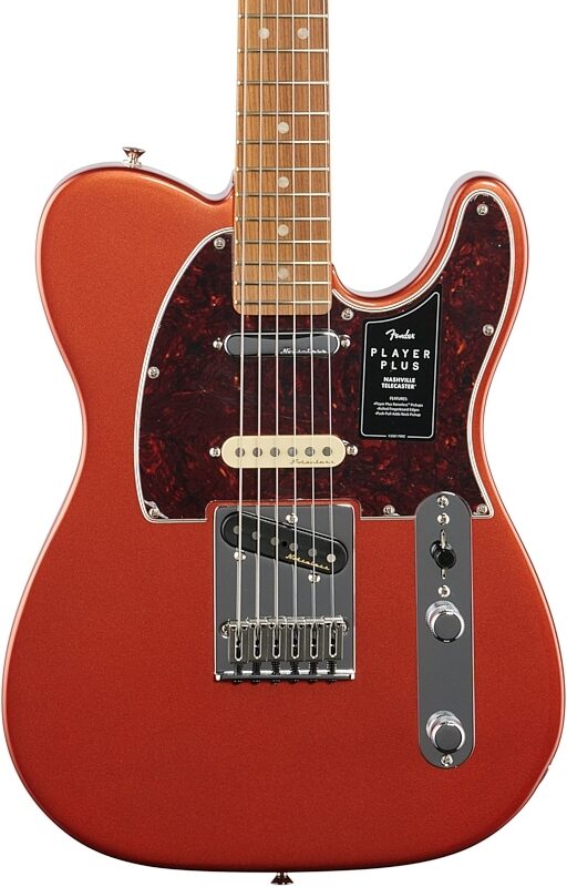 Fender Player Plus Nashville Telecaster Electric Guitar, Pau Ferro Fingerboard (with Gig Bag), Aged Candy Apple Red, Body Straight Front