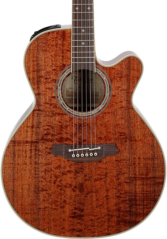 Takamine EF508KC Koa Top Acoustic-Electric Guitar (with Case), Natural, Body Straight Front