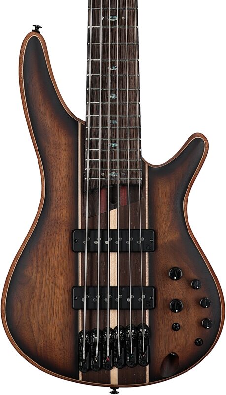 Ibanez SR1356B Premium Electric Bass, 6-String (with Gig Bag), Dual Mocha Burst Flame, Body Straight Front