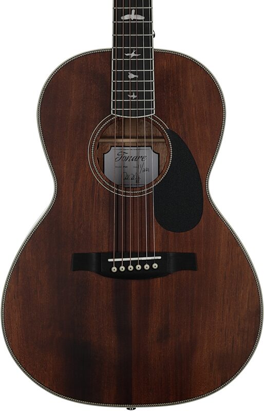 PRS Paul Reed Smith SE P20E Parlor Acoustic-Electric Guitar (with Gig Bag), Vintage Mahogany, Body Straight Front