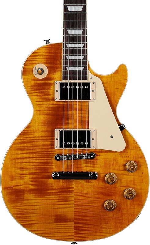 Gibson Les Paul Standard 50s Custom Color Electric Guitar, Figured Top (with Case), Honey Amber, Scratch and Dent, Body Straight Front
