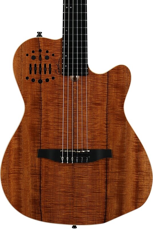 Godin ACS Nylon Grand Concert Classical Acoustic-Electric Guitar (with Gig Bag), Koa, Body Straight Front