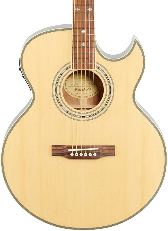 Epiphone PR5-E Compact Jumbo Cutaway Acoustic-Electric Guitar, Natural, Body Straight Front