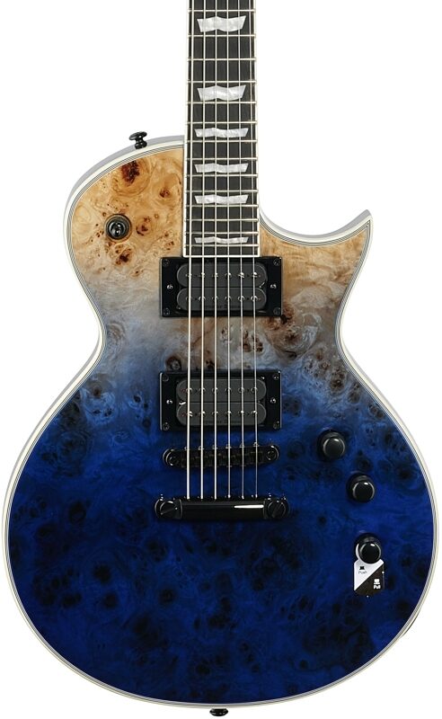 ESP LTD EC-1000 Burl Poplar Electric Guitar, Blue Natural Fade, Body Straight Front