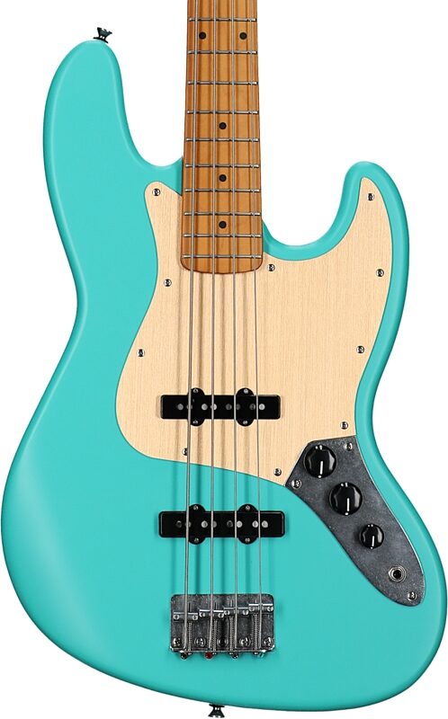 Squier 40th Anniversary Vintage Edition Jazz Bass Guitar (Maple Fingerboard), Seafoam Green, Body Straight Front