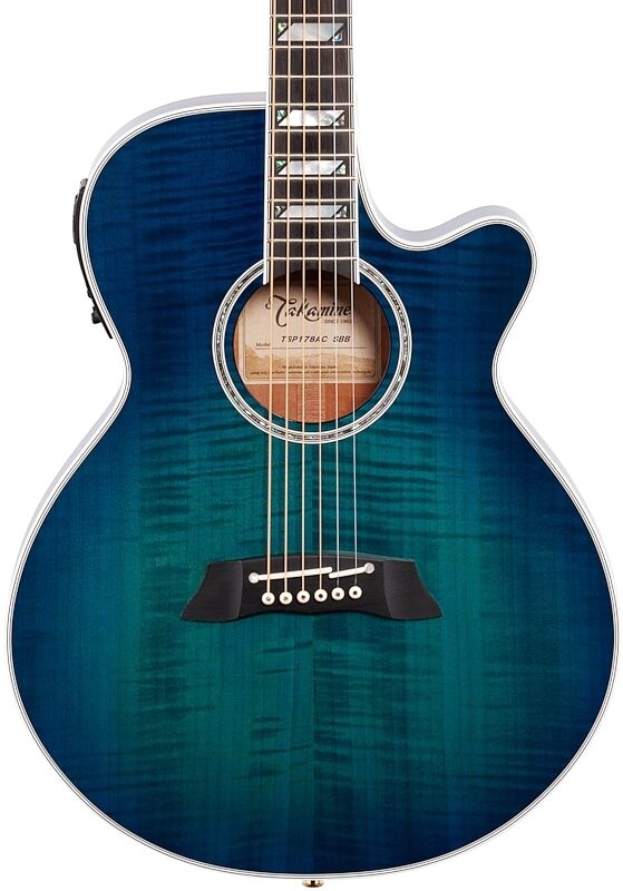 Takamine TSP178AC Thinline Acoustic-Electric Guitar (with Gig Bag), Blue Burst, Body Straight Front